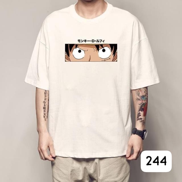 ONE PIECE LUFFY VINTAGE CAMO WHITE OVERSIZE