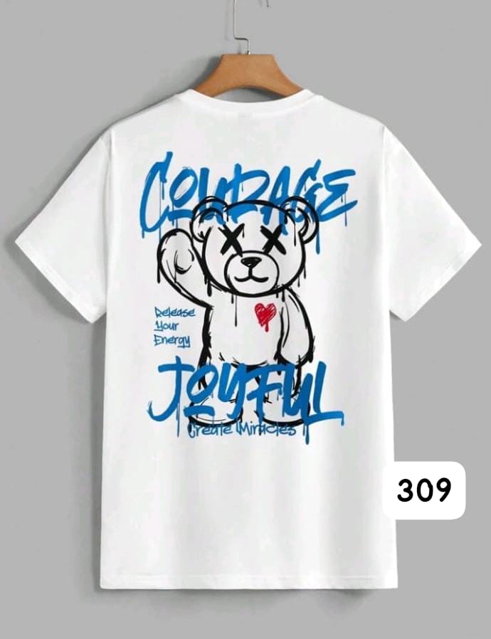 COURAGE "JOYFUL TEDDY" GRAFFITI WHITE OVERSIZE