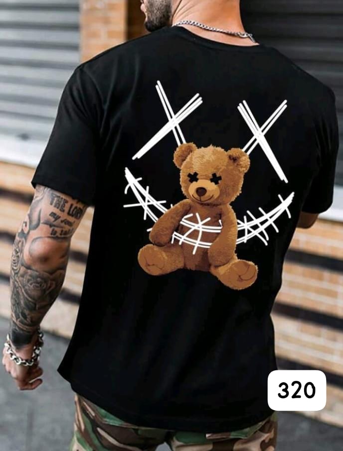 SMILEY BEAR "STITCHED" BLACK OVERSIZE
