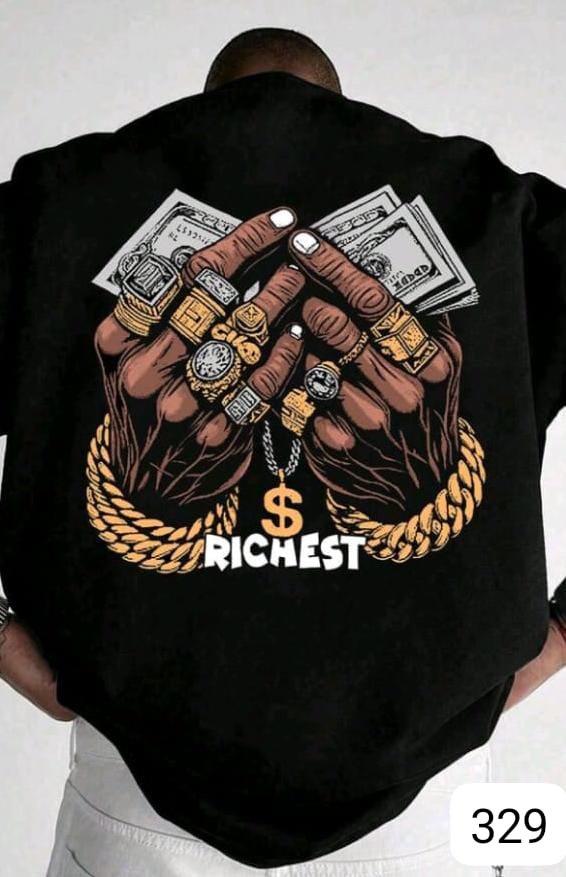 HUSTLE "RICHEST" HANDS BLACK OVERSIZE