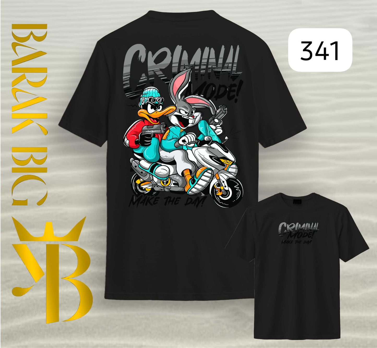 CRIMINAL MODE "BUGS & DAFFY RIDE" NEGRO OVERSIZE