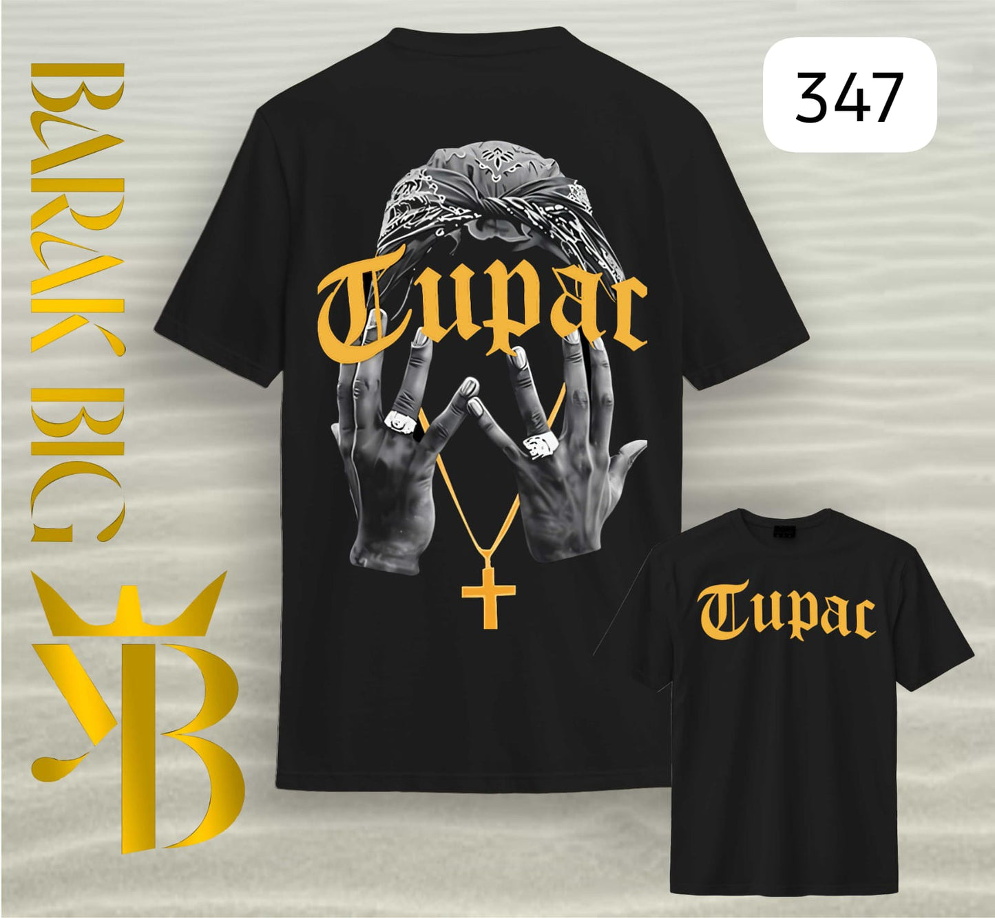 TUPAC "WEST COAST GOLD" BLACK OVERSIZE