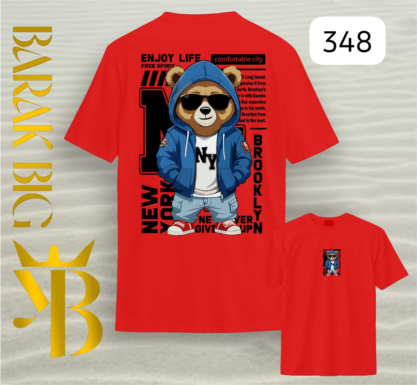 NEW YORK BEAR "BROOKLYN SPIRIT" RED OVERSIZE