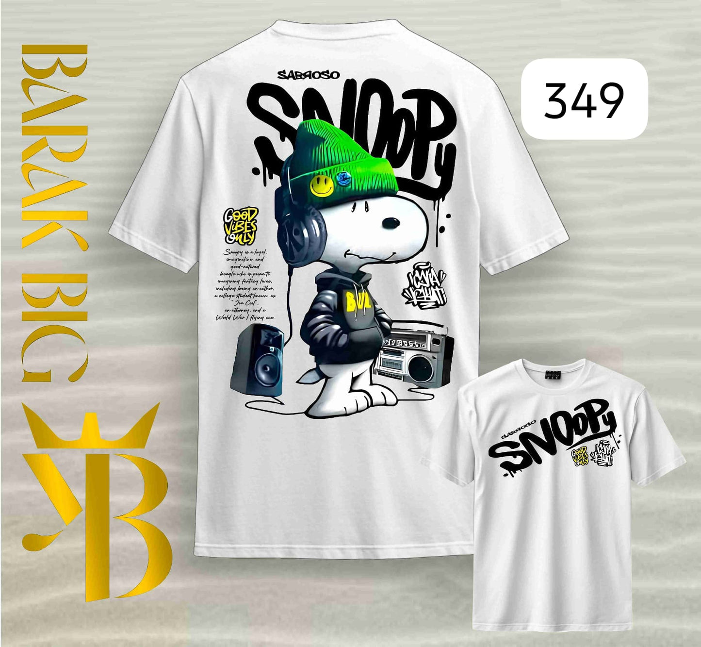 SNOOPY "SABROSO GOOD VIBES" WHITE OVERSIZE