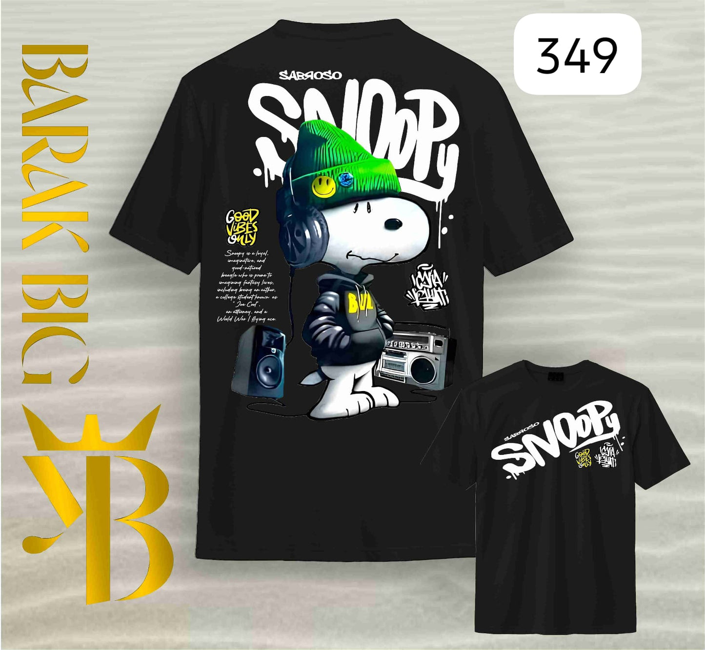 SNOOPY "SABROSO GOOD VIBES" BLACK OVERSIZE