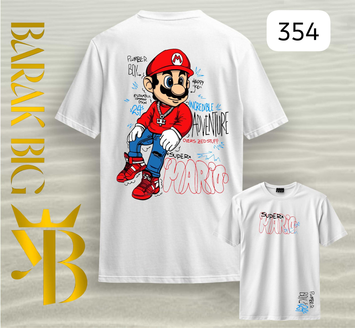 SUPER MARIO "INCREDIBLE ADVENTURE" WHITE OVERSIZE
