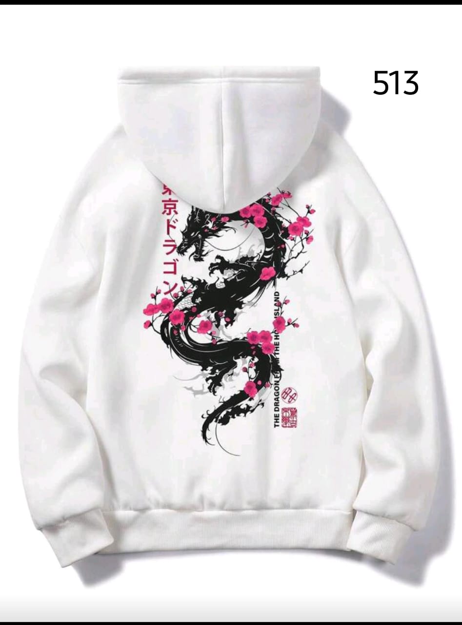 HOODIE BLANCO "TOKYO RAMEN" - SUDADERA CON ARTE DE CEREZOS JAPONESES
