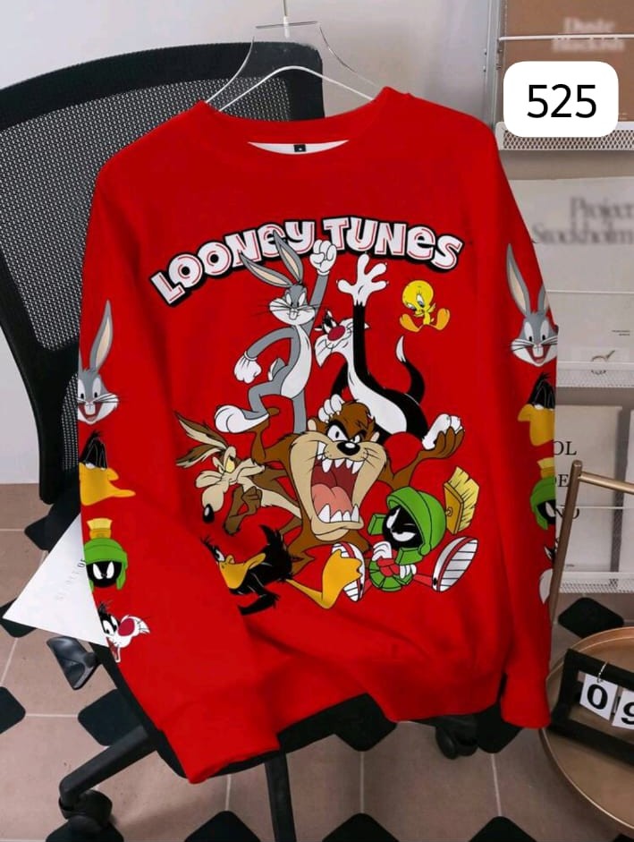 SUDADERA "LOONEY TUNES GANG" - CREWNECK RETRO CON MANGAS ESTAMPADAS