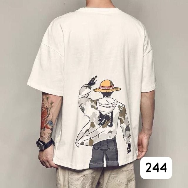 ONE PIECE LUFFY VINTAGE CAMO WHITE OVERSIZE