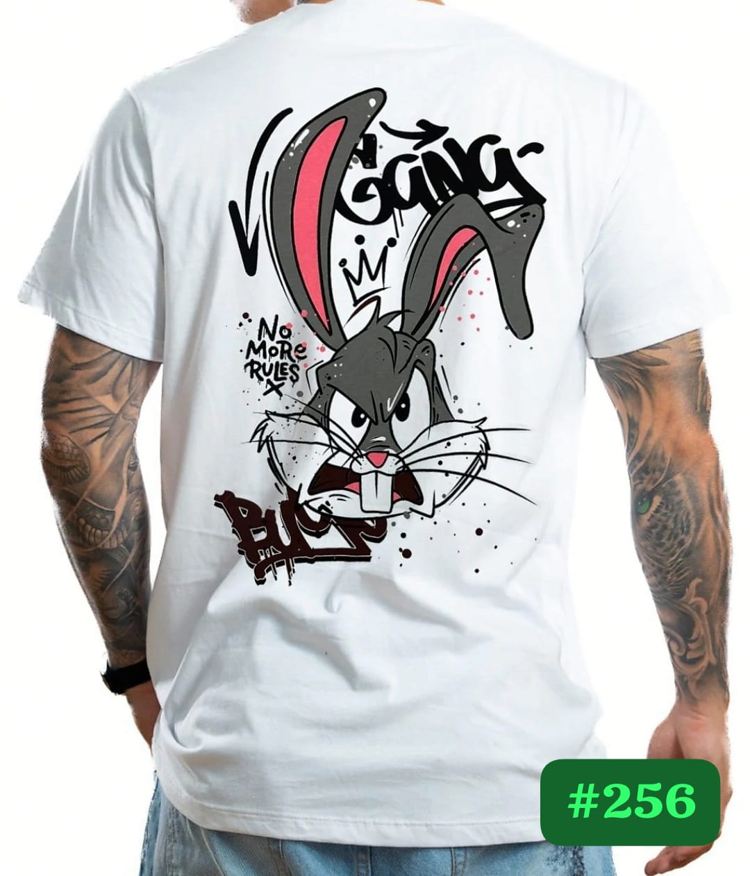 BUGS BUNNY "V-GANG NO MORE RULES" WHITE OVERSIZE