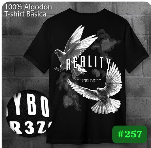 REALITY "JUST COME TOGETHER" DOVES BLACK BASIC T-SHIRT