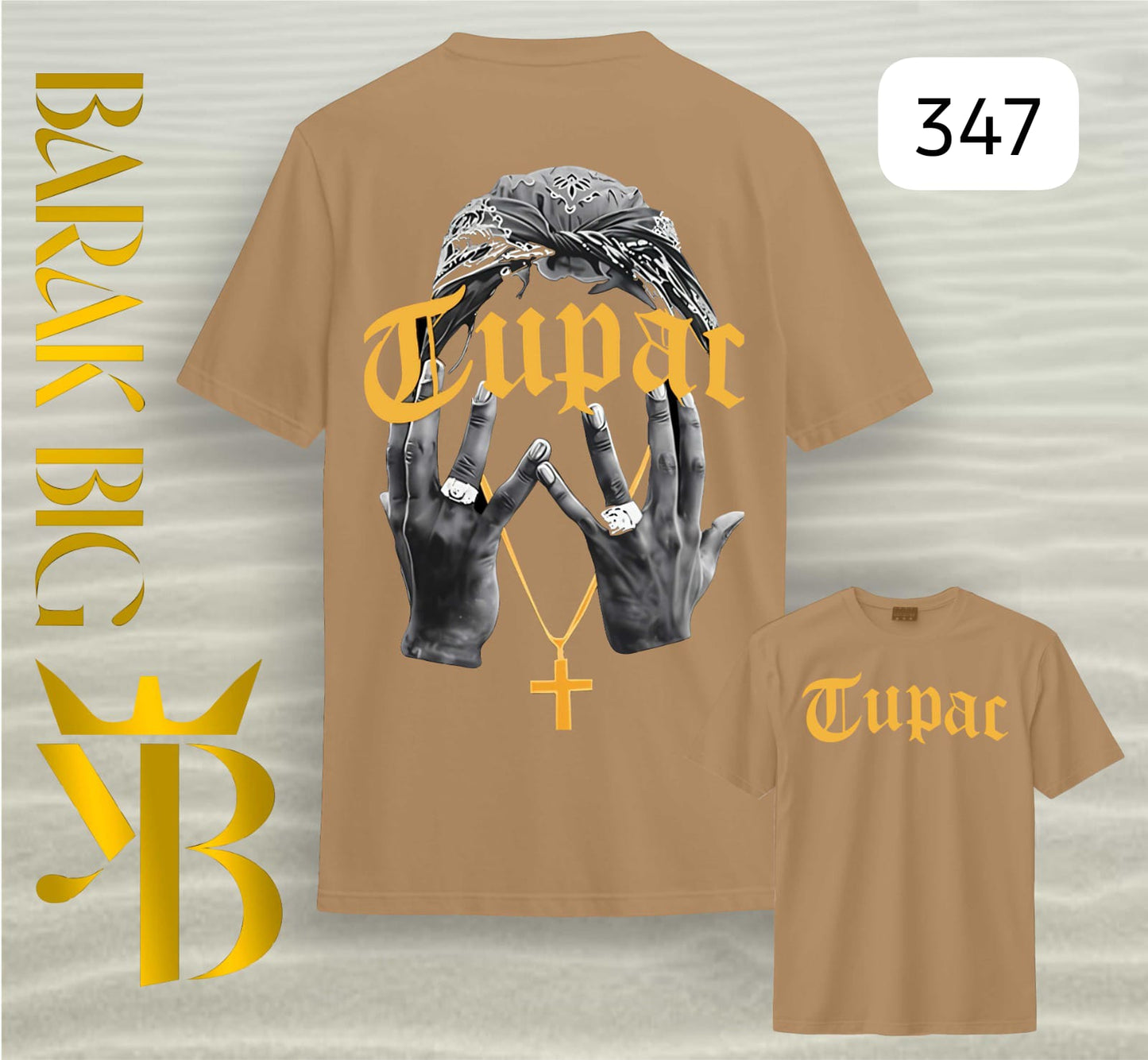 TUPAC "WEST COAST GOLD" BEIGE  OVERSIZE