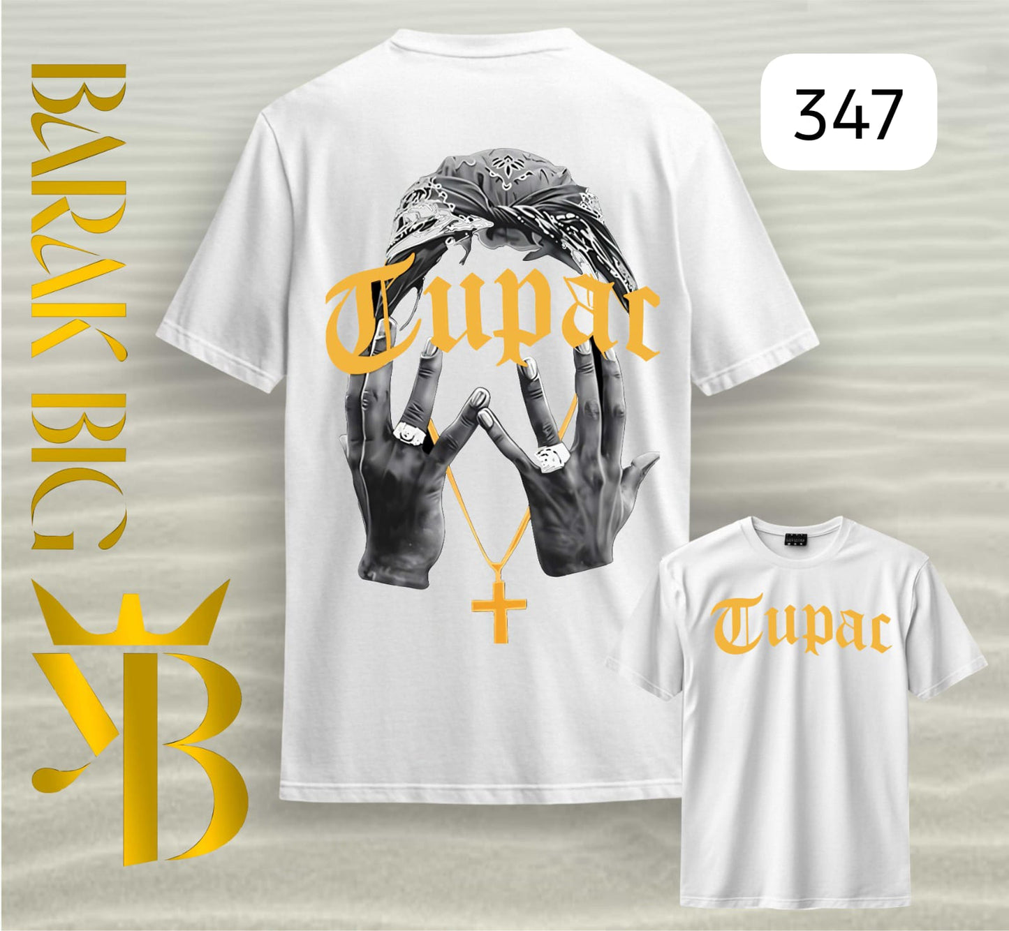 TUPAC "WEST COAST GOLD" WHITE OVERSIZE