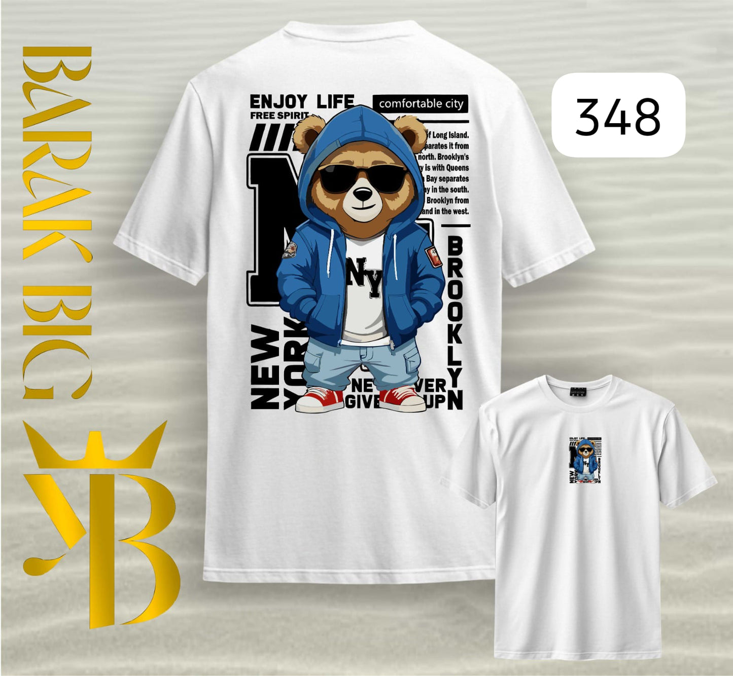 NEW YORK BEAR "BROOKLYN SPIRIT" WHITE OVERSIZE