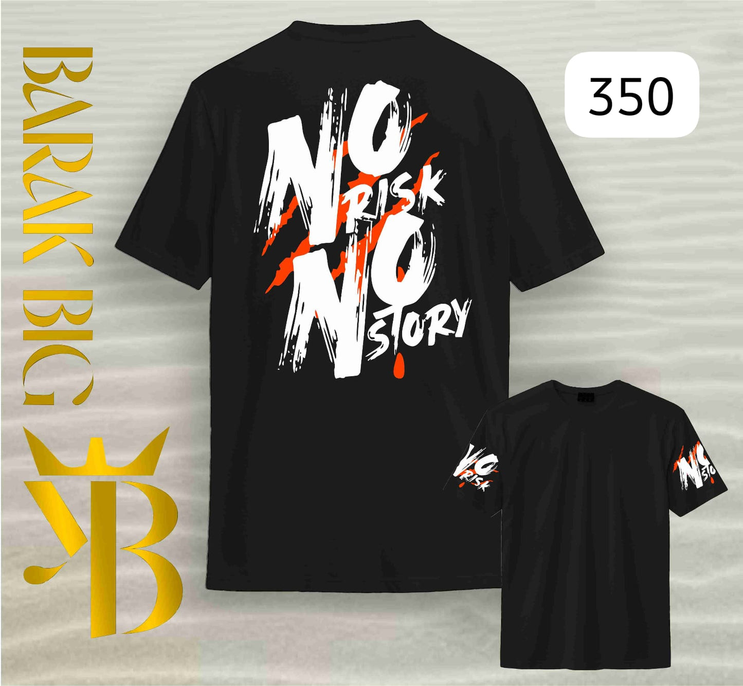 MOTIVATIONAL "NO RISK NO STORY" BLACK OVERSIZE