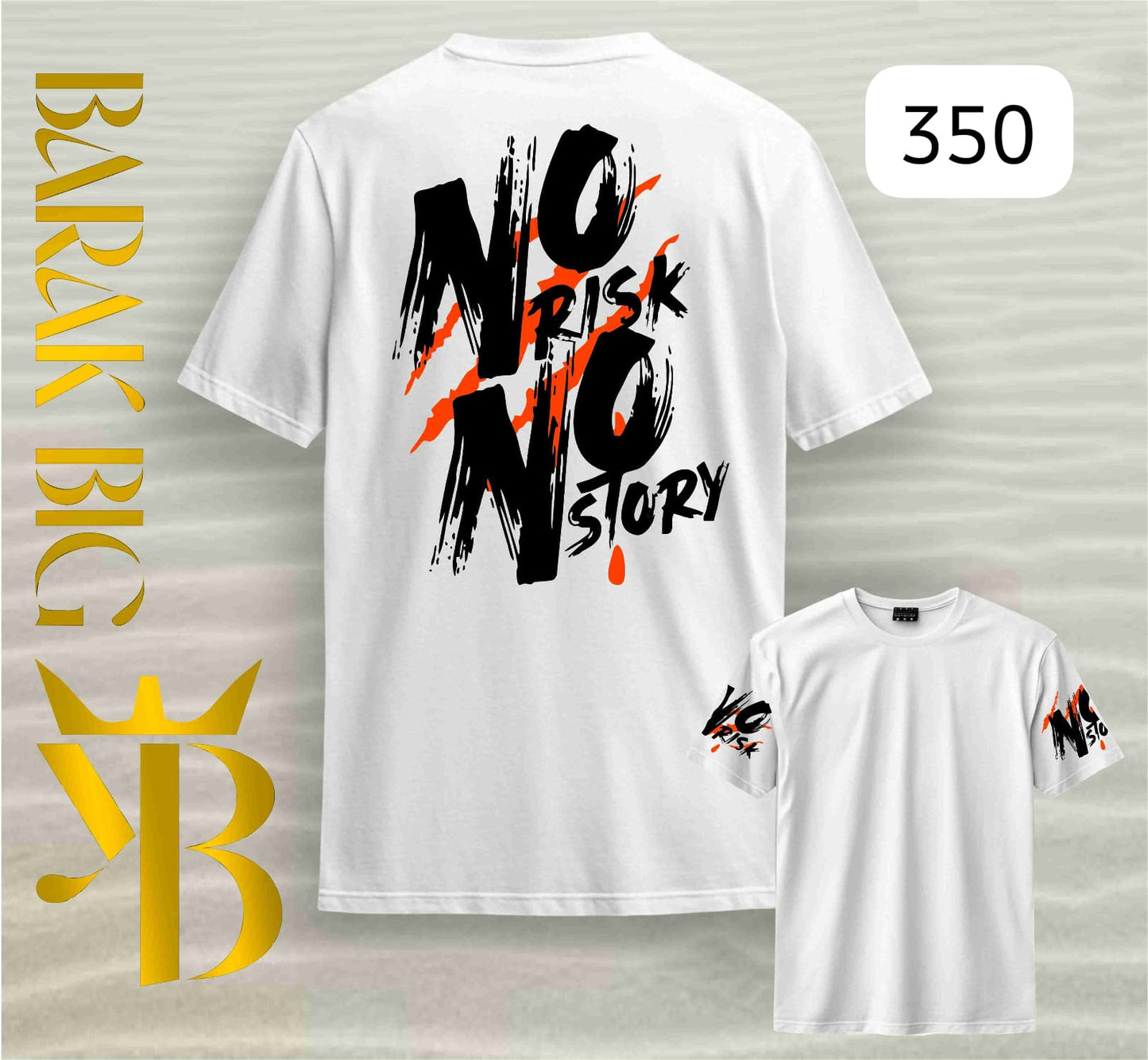 MOTIVATIONAL "NO RISK NO STORY" WHITE OVERSIZE