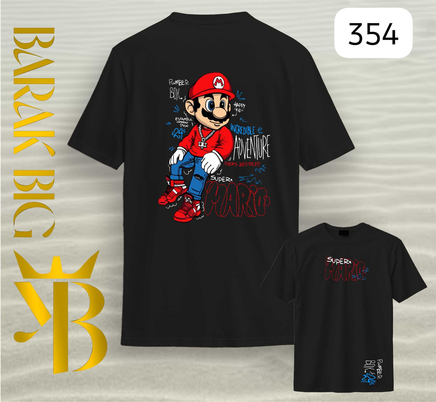 SUPER MARIO "INCREDIBLE ADVENTURE" BLACK OVERSIZE
