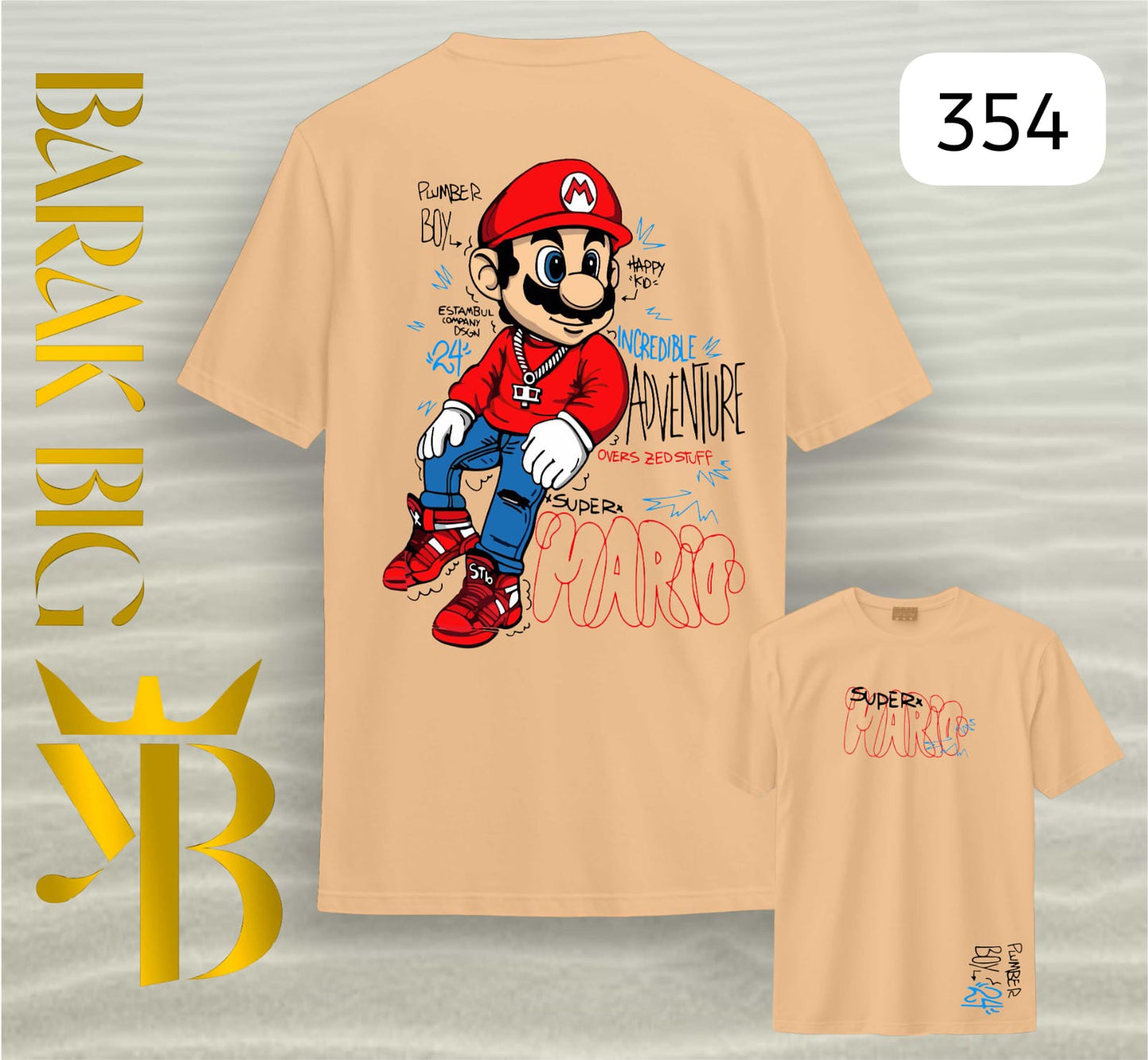 SUPER MARIO "INCREDIBLE ADVENTURE" BEIGE  OVERSIZE