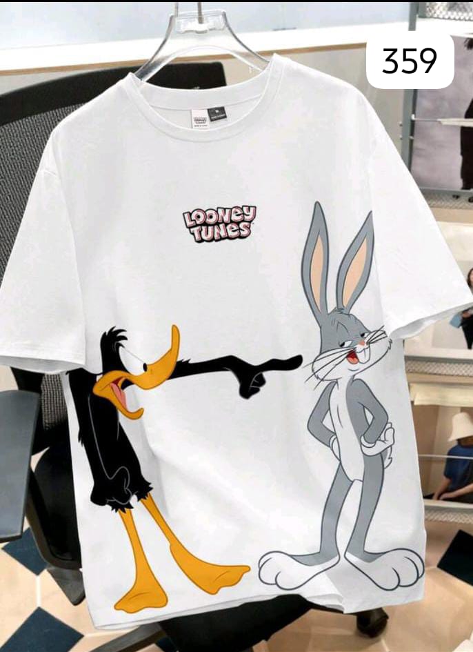 LOONEY TUNES "BUGS & DAFFY ARGUMENT" WHITE OVERSIZE