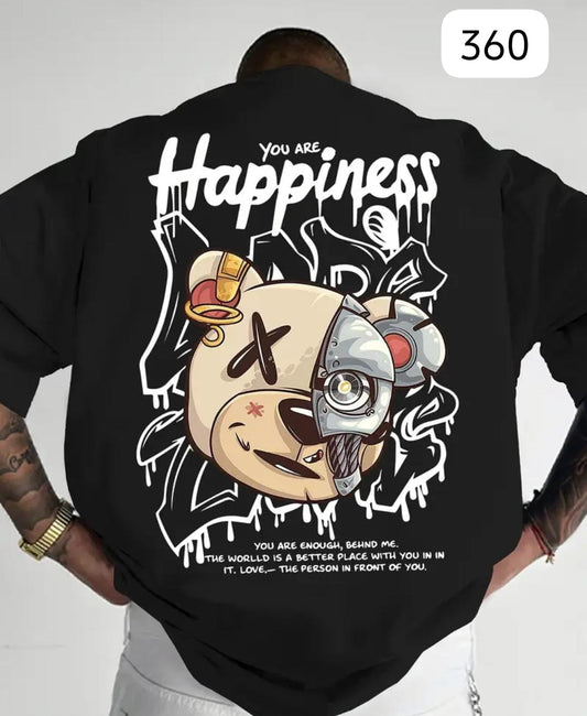 CYBORG BEAR "HAPPINESS WITHIN" BLACK OVERSIZE