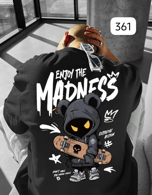 SKATER ENTITY "ENJOY THE MADNESS" BLACK OVERSIZE