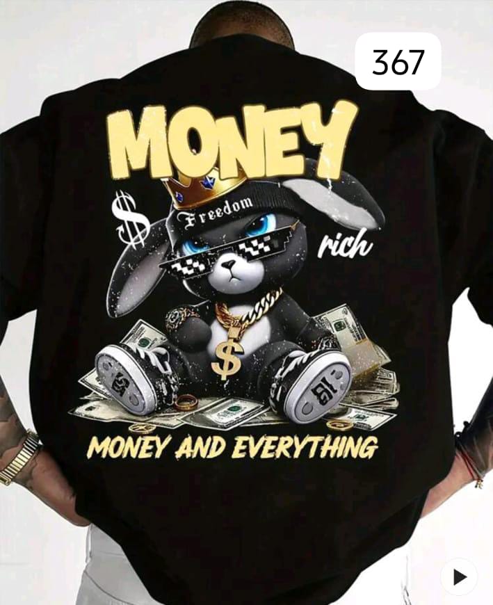 RICH BUNNY "MONEY AND EVERYTHING" BLACK OVERSIZE
