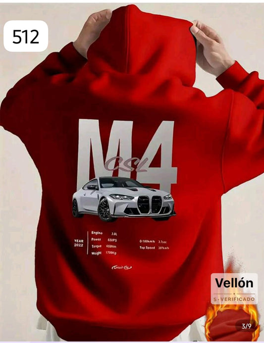 HOODIE "M4 CSL" ROJO - SUDADERA DE ALTO RENDIMIENTO AUTOMOTRIZ