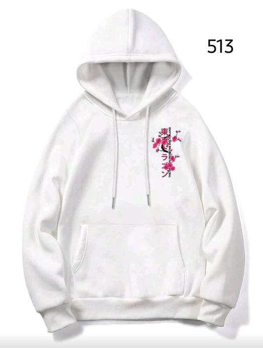 HOODIE BLANCO "TOKYO RAMEN" - SUDADERA CON ARTE DE CEREZOS JAPONESES