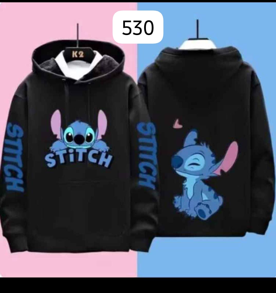 HOODIE "STITCH" SUDADERA CON CAPUCHA Y ESTAMPADO EN MANGAS