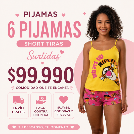 Pack de 6 Pijamas Short Tira